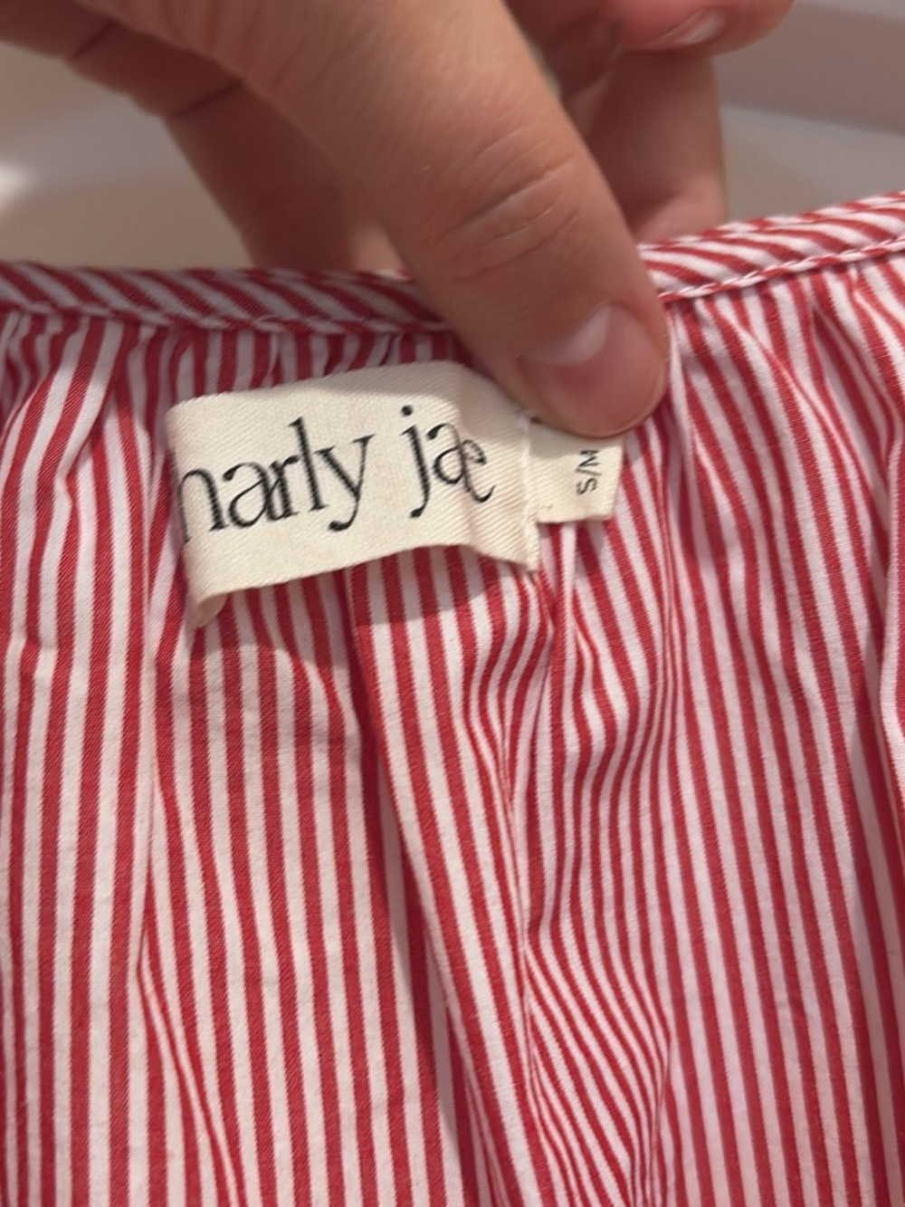 Pinstripe Red White Blouse - Picture 3 of 3